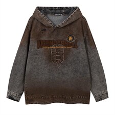 W11131-P88网图现货高品质春季新款复古做旧刺绣连帽套头卫衣，男装卫衣，星座1608