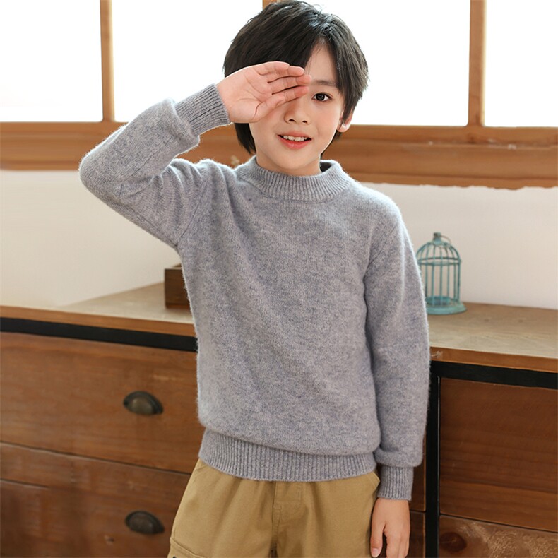 儿童时尚百搭通勤简约加厚半高领羊毛衫，童装儿童羊毛衫，博飞羊绒