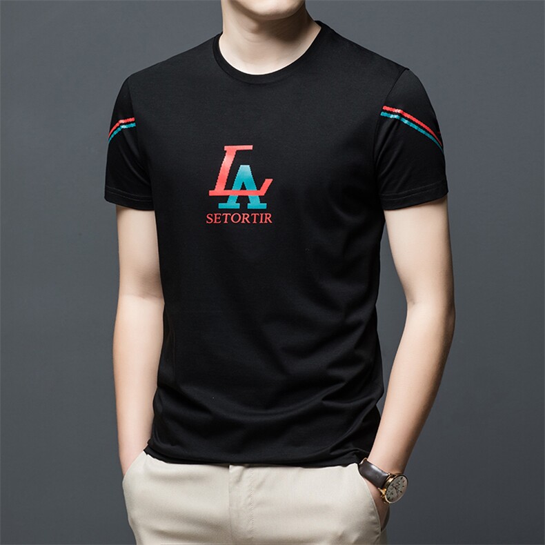 JG1835男式2023年夏季新款百搭T恤男短袖商务休闲体恤男装P46,男装T恤,电商B360
