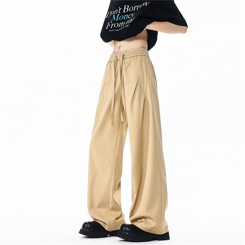 春夏褶皱设计休闲裤大码宽松垂感西裤直筒长裤通勤裤子LK511特P42，男装西裤，电商B215