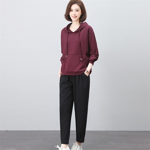 休闲运动套装女2025春装新款韩版时尚连帽洋气宽松显瘦卫衣两件套图片