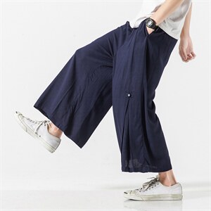 大码风汉服裤棉麻休闲宽松棉麻禅茶服直筒阔腿裤男女 K62/P75图片