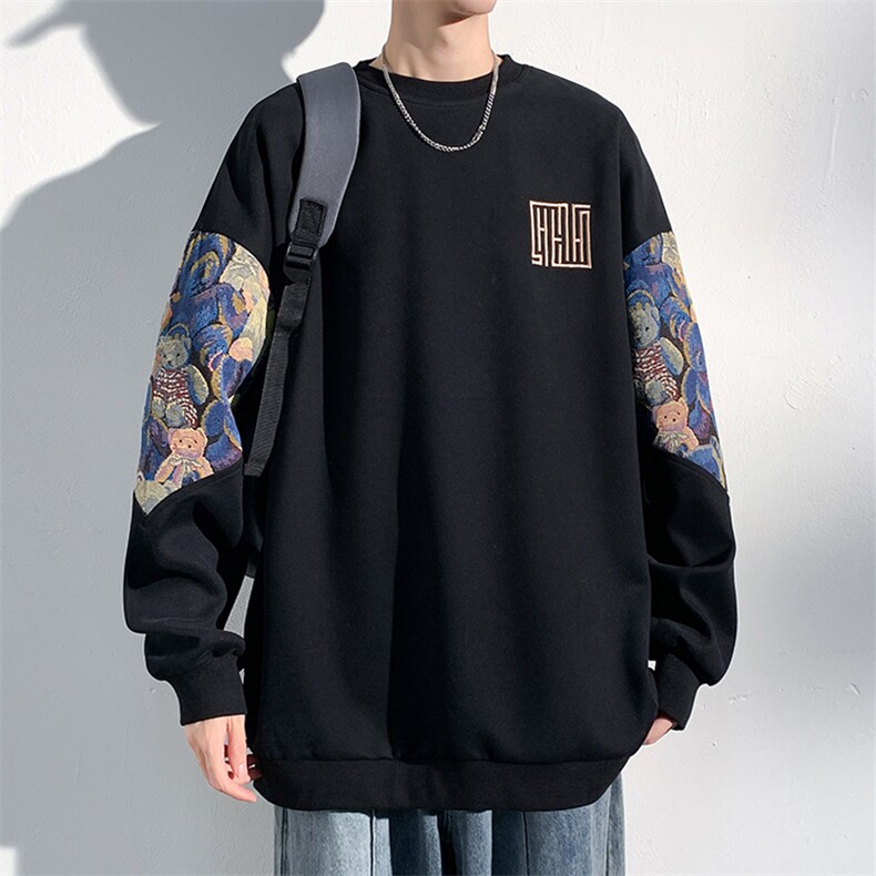 2026春季新款光影墙大码320克华棉刺绣卫衣M-5XHW23675-特P35，男装卫衣，电商A022
