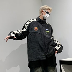 美式复古迷彩机车服外套街头潮牌宽松立领飞行员夹克1349-P75，男装夹克，星座910-5