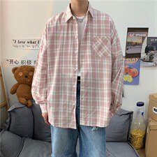 休闲衬衫男秋季百搭港风日系格子外套韩版潮流网红衬衣W1406-P33，男装衬衫，星座512-4
