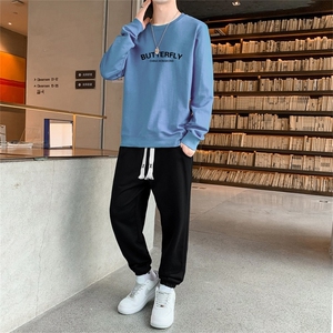 货源秋冬青少年男士字母印花卫衣两件套大码TZ8075图片