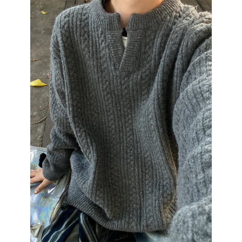 【有货】M5308CC-特P55V领麻花毛衣男高级感针织衫外套,男装针织衫/毛衣,星座1007（原301D）