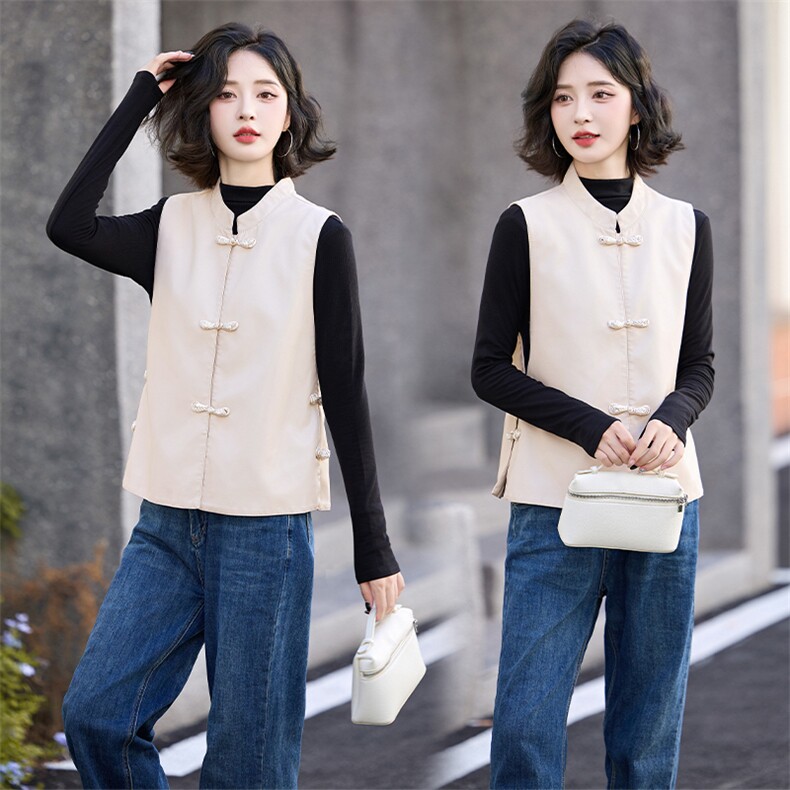pu皮马甲短外套女2024春秋季新款小个子立领宽松外搭背心坎肩马夹,女装马甲,美拉德工厂直营店