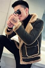 社会风20秋冬修身纯色皮毛一体棉衣外套B297-903-P150，男装皮衣，电商B297