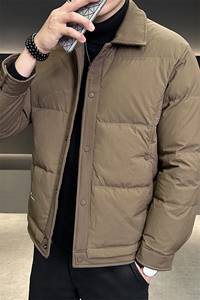 标50冬季白鸭绒设计师款翻领假两件男士羽绒服时尚帅气外套图片