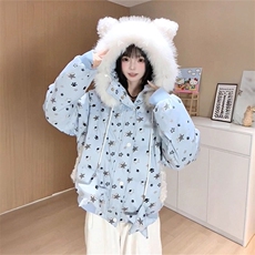 1506A/G78260/P94冬日新款暖和满印星星连帽棉服外套1，男装棉衣，星座1506A