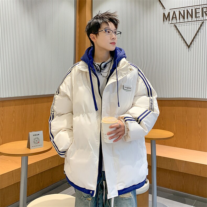 棉衣男冬季新款港风K宽松假两件宽松连帽学生棉服MY8882-P82,男装棉衣,星座214-3