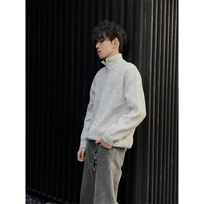 灰色立领开衫毛衣男款冬季Y1009P50,男装针织衫/毛衣,星座1116-2