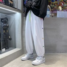 休闲裤男秋韩版排扣阔腿裤港风潮牌宽松束脚卫裤A125-DK911-P50，男装休闲裤，电商A071