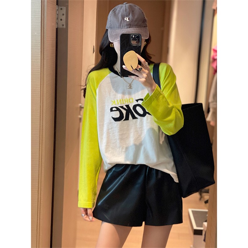 字母套头针织衫毛衣女2022秋季新款休闲百搭慵懒风插肩袖上衣打底,针织衫/毛衣,辉之琳