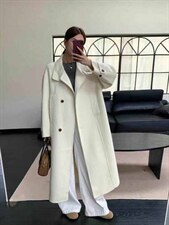 新款立领韩系高品质薅羊毛手工制作双面羊毛大衣，女装双面呢大衣，依嘟服饰