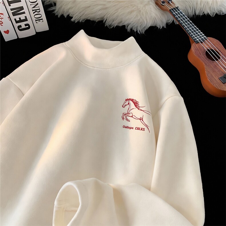 现货/新款重磅半高领刺绣德绒长袖B219A-DR2510-P25/DR2510JR-P35，男装卫衣，电商B219A