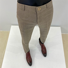 咖啡格长裤