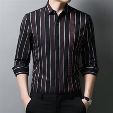 2023秋季新款中年男士薄款竹纤维长袖衬衫休闲爸爸装印花衬衣寸衫，男装衬衫，电商B212（原钱塘6029）