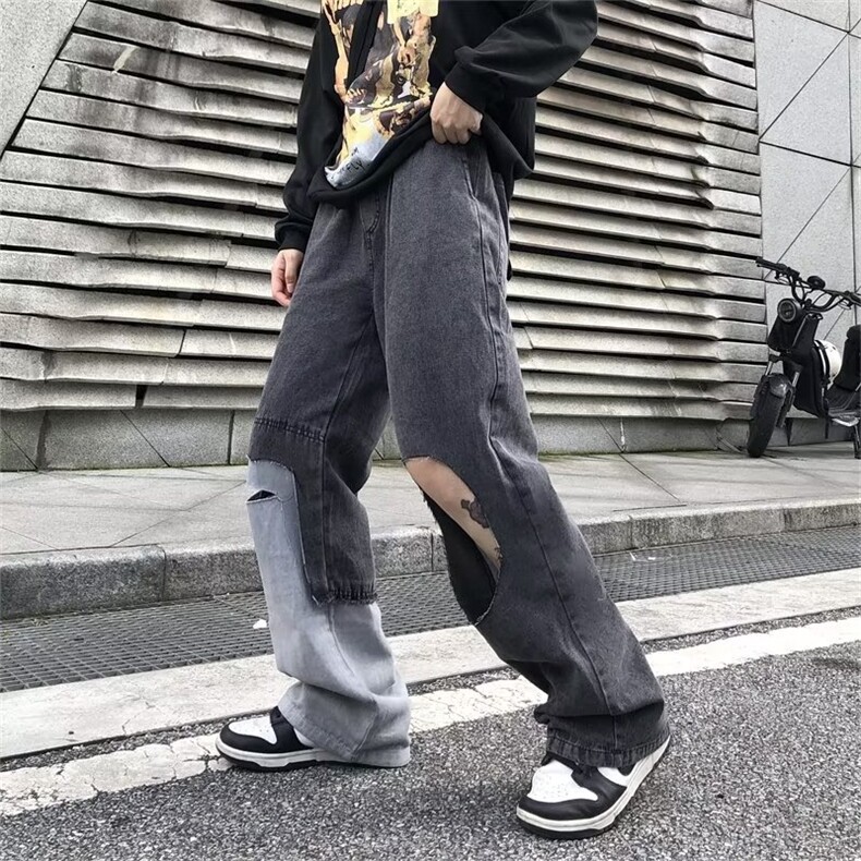 牛仔裤男秋季潮大码休闲裤子高街慵懒男N8115P43,男装牛仔裤,星座1116-2