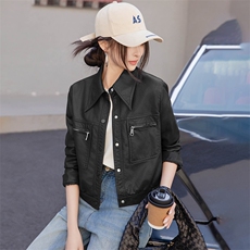 短款皮衣外套女2025新款春秋时尚高级感休闲洋气显瘦百搭夹克上衣，女装皮衣，跑量工厂店