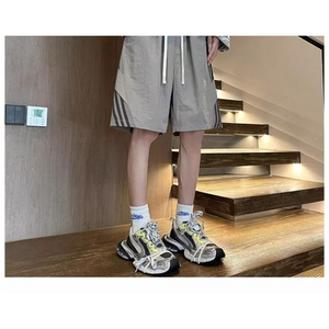 条纹速干短裤男藏青色篮球运动休闲五分中裤美式宽松沙滩大码裤衩图片