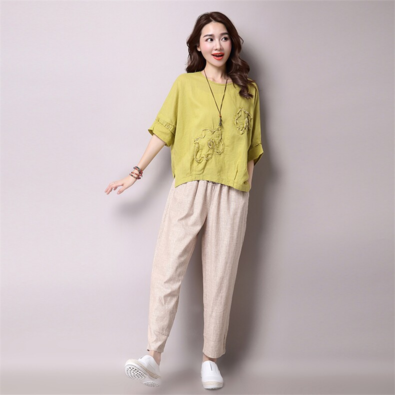 麻扎花抽褶立体装饰做旧文艺2021年夏季两件套，女装套装/套裙，独衣靓