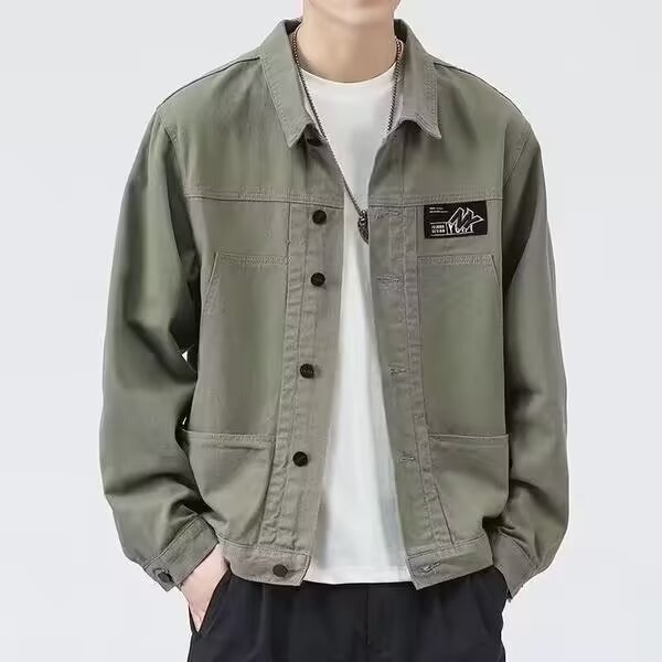 男士工装翻领夹克春秋季新款青年衬衫长袖上衣服初秋天外套潮,男装夹克,星座1013-1