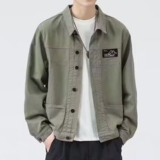男士工装翻领夹克春秋季新款青年衬衫长袖上衣服初秋天外套潮，男装夹克，星座1013-1