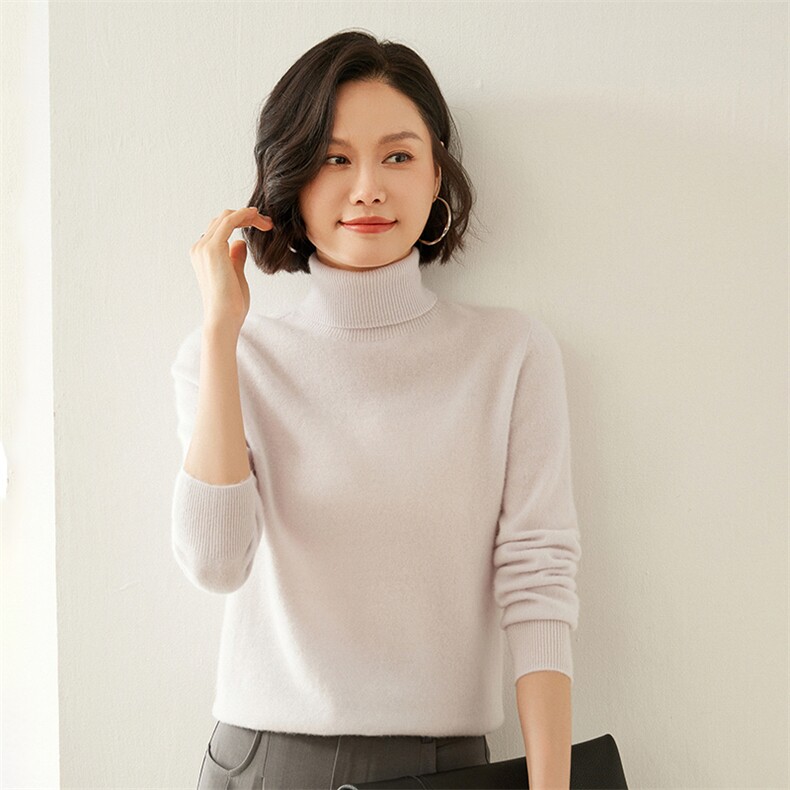 秋冬内搭精纺羊毛衫女半高领套头针织打底衫2024新款软糯薄款毛衣,女装羊毛衫,蚂蚁派对工厂直营店