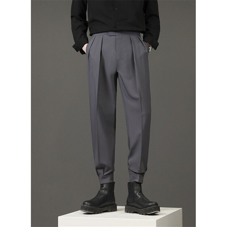 百搭慵懒潮流原宿新款简约魔术贴裤子男垂感九分西装裤S4，男装西裤，星座1116A-2（原606A-1）