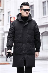 2020冬季新款男士时尚中长款90绒连帽羽绒服商务休闲简约大气保暖图片