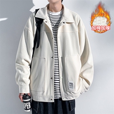 冬新款纯色加棉加厚棉服男单排扣立体贴袋棉衣外套J501J加棉-P90，男装棉衣，电商A001-1