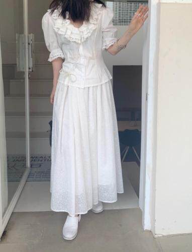 花边领上衣，女装，CHOCOLATE