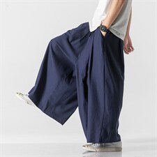 21夏季 大码风棉麻亚麻直筒阔腿裙裤中性日系工装裤 K145/P75图片