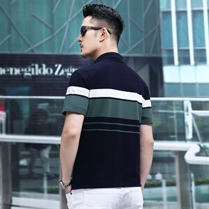 条纹短袖t恤男Polo衫2024新款翻领上衣服高端夏季装体桖P65图片