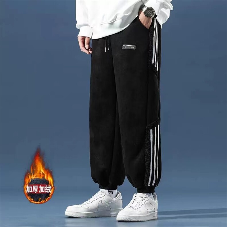 羊羔绒裤子棉裤冬季加绒加厚卫裤保暖麂皮绒运动男裤C111-P85，男装棉裤，星座816A（原B366）