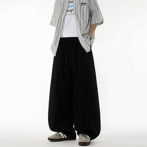 8XL-M亚麻弯刀裤直筒阔腿裤子男夏季宽松大码运动灯笼裤KZ068P60图片