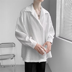 衬衫长袖男ins潮牌设计感小众衬衣痞帅港风外套帅气上衣CS768-P35，男装衬衫，星座1008-1