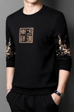 潮刺绣卫衣2023春季新款中青年男装上衣服圆领长袖纯色打底t恤，男装卫衣，电商B212（原钱塘6029）