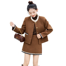 现货2024新款冬装小香miu系甜美蝴蝶结套两件套加棉，女装套装/套裙，仟媚宠