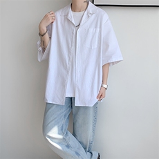 8XL-M亚麻短袖衬衫男夏薄款宽松休闲百搭大码半袖衬衣DC28002P50，男装衬衫，电商B312