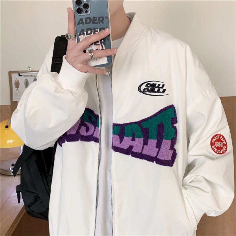 开春刺绣夹克毛巾绣2022拉链开衫外套潮牌上衣男款  W2881-P55图片