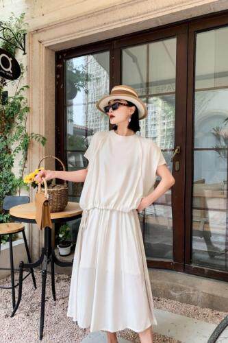 设计师小众宽松法式肌理感上衣+半身裙套装2021，女装半身裙，TS