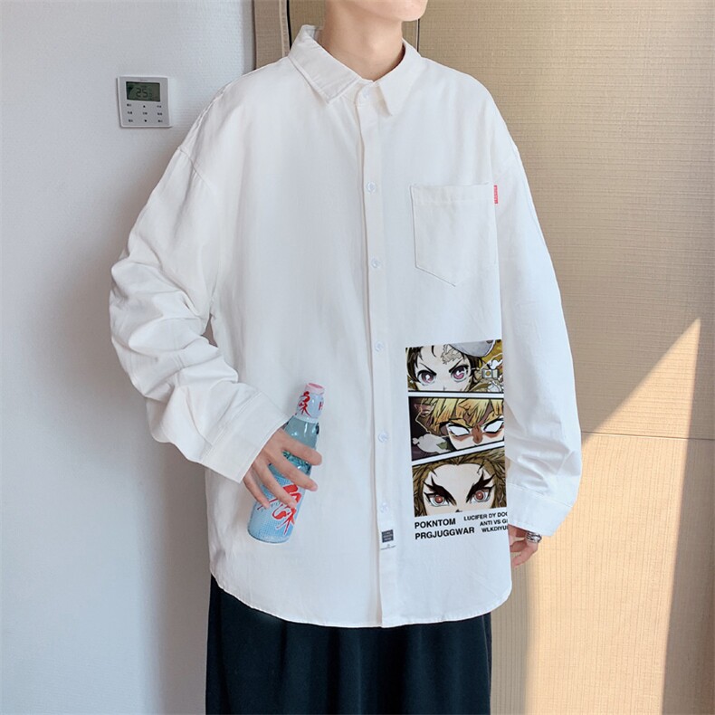 春季长袖衬衫男宽松港风衬衣男外套男CSCS287-P35,男装衬衫,电商B371