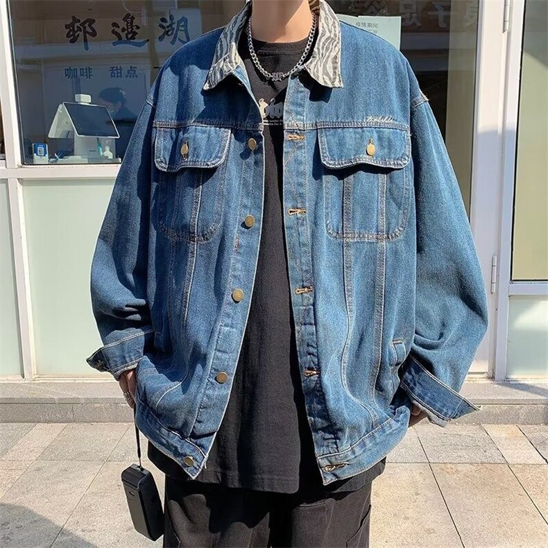 W398-P50牛仔外套男女翻领春季2025年新款美式宽松chic上衣夹克,男装夹克,星座911-1