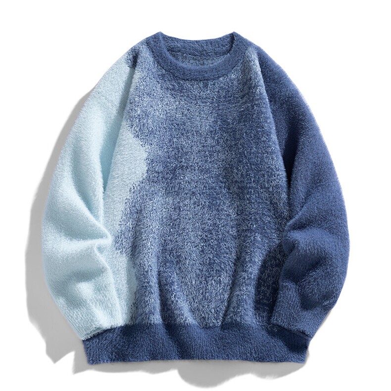 XZ-221/MY959/P75秋冬慵懒渐变水貂毛软毛马海毛针织衫毛衣，男装针织衫/毛衣，星座221