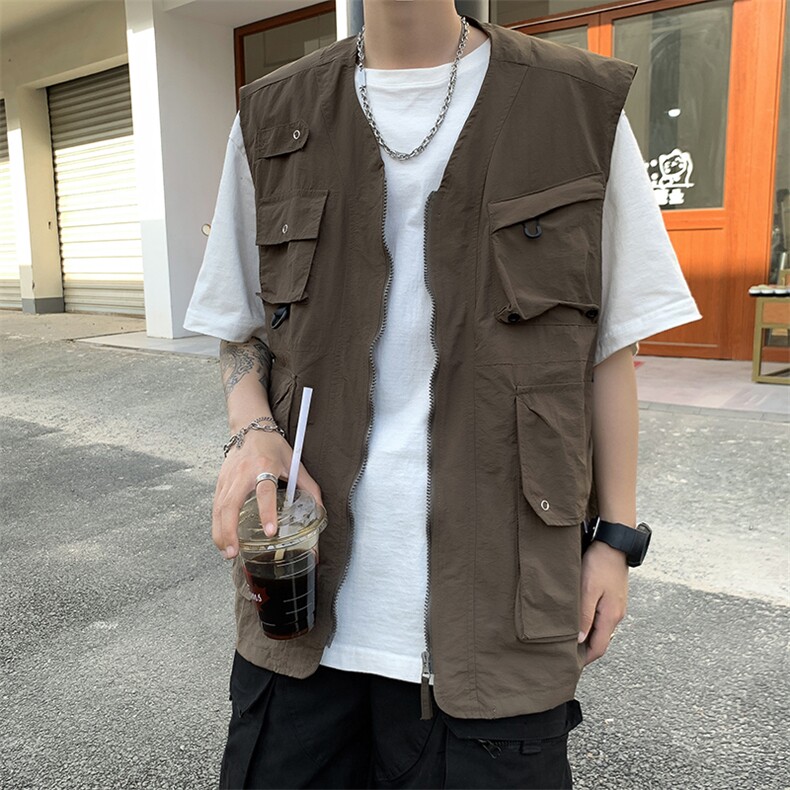 2023年夏季新款港风日系ins潮流百搭纯色翻领开衫马甲MJ77-P55，男装背心/马甲，星座313A(原308A-2)