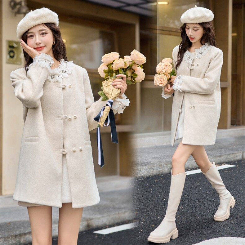 中长款羽绒服女2024冬新款小香风独特超好看设计感薄款白鸭绒外套,女装羽绒服,雅静靓衣