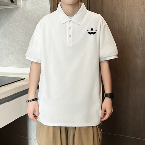 P33短袖男夏季新款印花潮流半袖上衣休闲透气高级翻领polo衫T恤衫图片